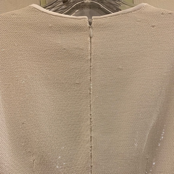 DVF Sequin Long Sleeve Fitted White Dress - Picture 8 of 8
